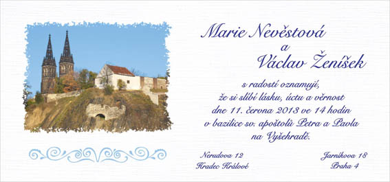 Svatební oznámení Vyšehrad